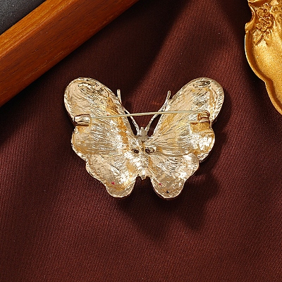 Butterfly Alloy Rhinestone Brooches PW-WGC53F0-02-1