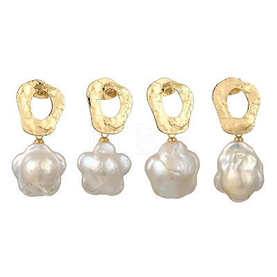 Brass Natural Keshi Pearl Stud Dangle Earrings EJEW-JE07093-1