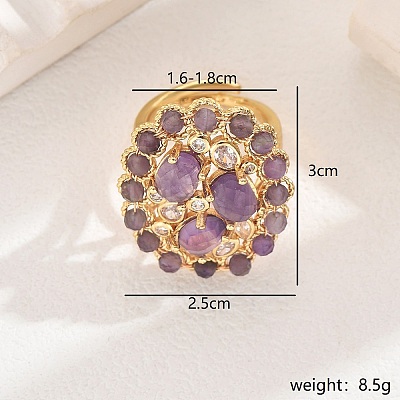 Vintage Brass Micro Pave Cubic Zirconia Adjustable Rings for Women's Party Dress HT9730-2-1