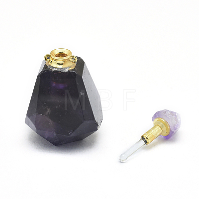 Faceted Natural Amethyst Openable Perfume Bottle Pendants G-E556-11E-1