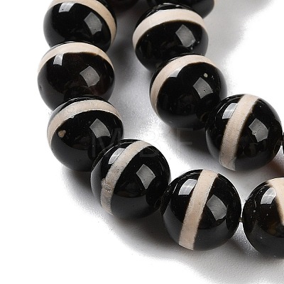 Natural Tibetan Striped Pattern dZi Agate Beads Strands G-B084-A04-01-1