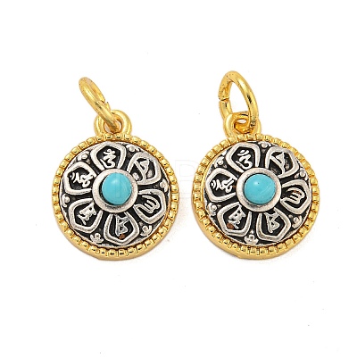 Long-Lasting Plated Brass Synthetic Turquoise Pendants KK-K387-04A-G-1