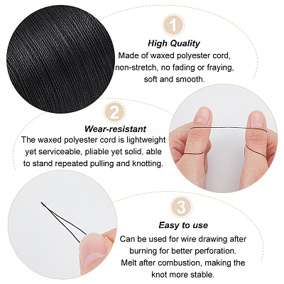 Olycraft Round Waxed Polyester Thread String YC-OC0001-07A-01-1