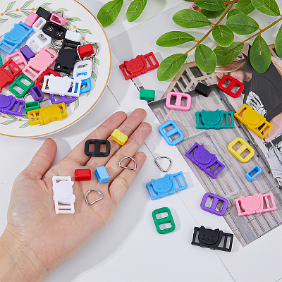 DICOSMETIC 64Pcs 25 Style Rectangle Shape Plastic Buckle Clasps FIND-DC0004-63-1