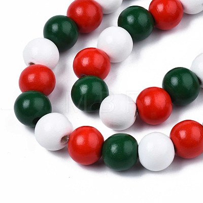 Halloween Spray Painted Natural Wood Beads Strands WOOD-S053-55C-1