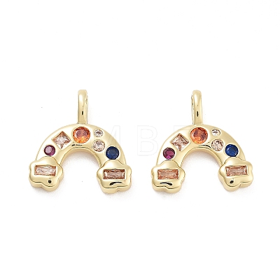 Rainbow Rack Plating Brass Micro Pave Cubic Zirconia Charms KK-G512-25G-02-1