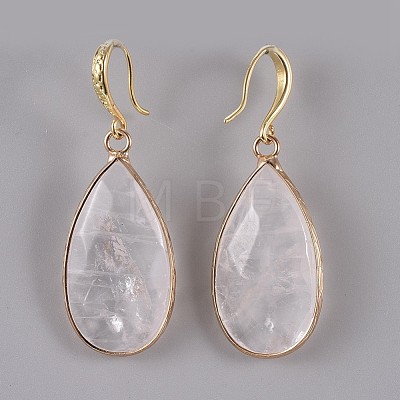 Teardrop Natural Quartz Crystal Dangle Earrings EJEW-JE02998-02-1