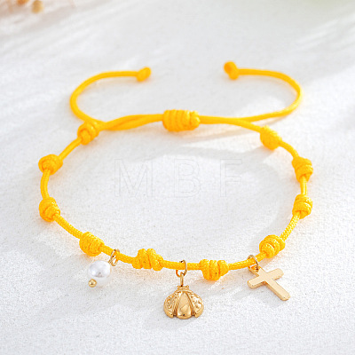 Brass & Imitation Pearl Charm Bracelets DP7998-8-1