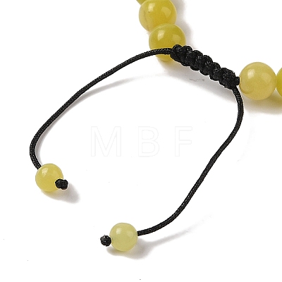 8mm Round Natural Lemon Jade Braided Bead Bracelets BJEW-C067-01B-02-1