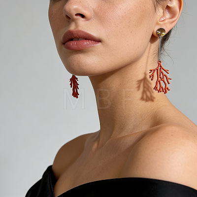 Iron & Alloy Stud Dangle Earrings for Women WGC6E9F-01-1