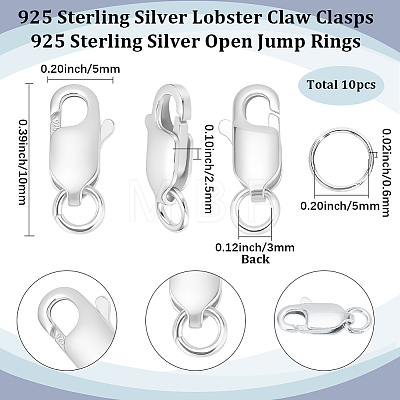3Pcs 925 Sterling Silver Lobster Claw Clasps STER-SC0001-72-1