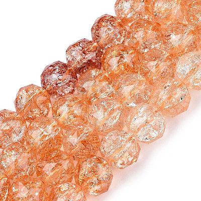 Crackle Transparent Glass Beads Strands GLAA-N063-10mm-10-1