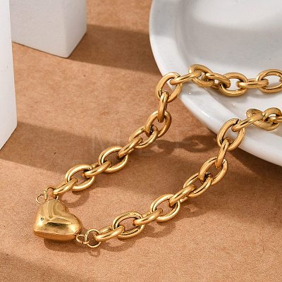 304 Stainless Steel Cable Chain Link Bracelets for Women BJEW-M051-01G-1