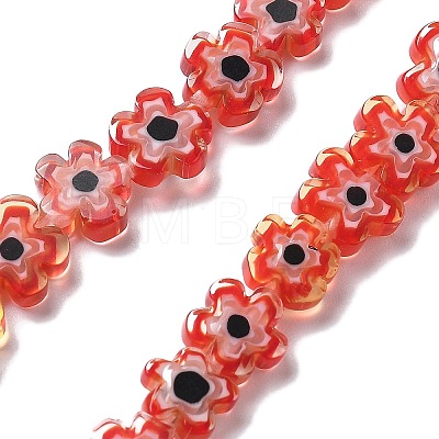 Handmade Millefiori Lampwork Beads Strands LAMP-F035-09-1