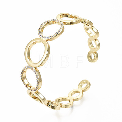 Brass Micro Pave Clear Cubic Zirconia Cuff Bangles BJEW-S142-016-NF-1