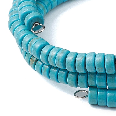 Resin and Synthetic Turquoise Wrap Bracelets Sets BJEW-JB10759-1