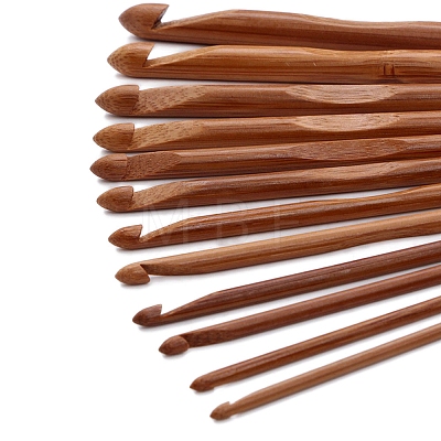 12Pcs Carbonized Bamboo Knitting Needles PW-WG37861-01-1