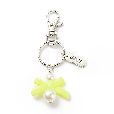 ABS Plastic Imitation Pearl  Beads and Acrylic Keychain KEYC-JKC00353-1