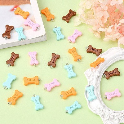 40Pcs 4 Colors Opaque Resin Pendants RESI-CJ0002-29-1