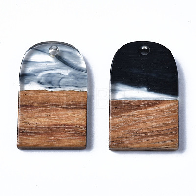 Transparent Resin & Walnut Wood Pendants RESI-T035-32D-1