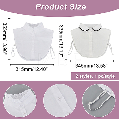 2Pcs 2 Style Detachable Nylon Shirt Collars AJEW-GA0006-18-1