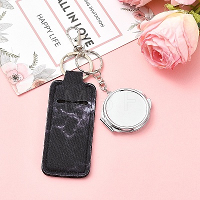 PU Leather & Iron Mirror Keychains HJEW-YW00545-04-1