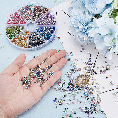 80G 8 Colors Glass Bugle Beads GLAA-PH0003-71-1