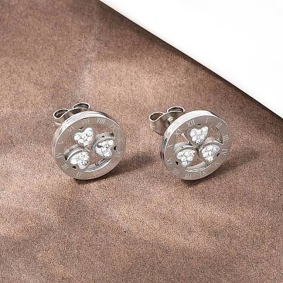 Flower 304 Stainless Steel Stud Earrings EJEW-H175-01P-1