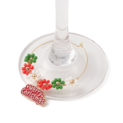 Christmas Theme Alloy Enamel Wine Glass Charms AJEW-JO00188-1