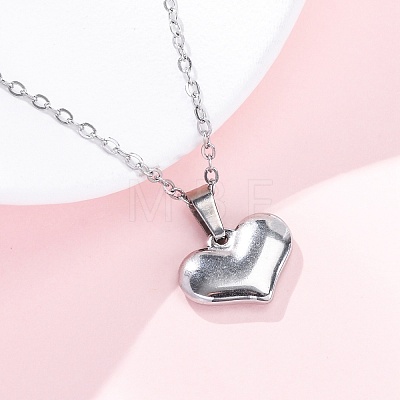 Heart 304 Stainless Steel Pendant Necklaces NJEW-H059-17P-1