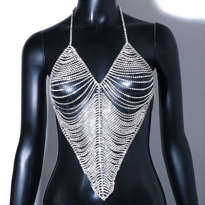 Alloy Full Crystal Rhinestone Multi-Layer Chest Chain Sexy Bikini Body Chains for Beach Party WG852A1-02-1