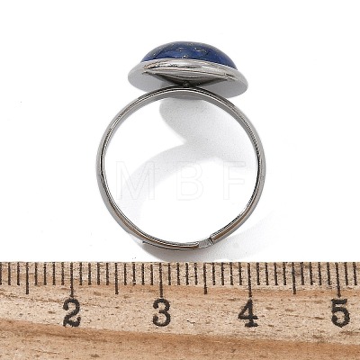 Half Round Natural Lapis Lazuli Finger Rings RJEW-M062-01P-04-1