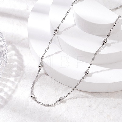 304 Stainless Steel Ball Singapore Chain Necklaces NJEW-JN05169-1