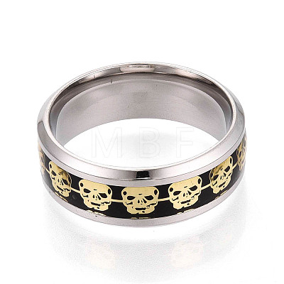 201 Stainless Steel Wide Band Finger Rings RJEW-T005-10-21C-1