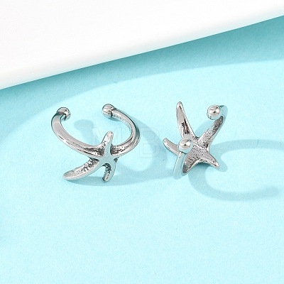 Starfish 316 Stainless Steel Non- Piercing Cartilage Earrings AJEW-C044-11AS-1