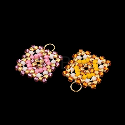 Glass Seed Beaded Pendants PALLOY-MZ01426-1