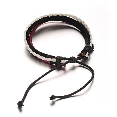 Adjustable Leather Cord Multi-Strand Bracelets BJEW-M169-08-1