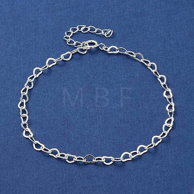 925 Sterling Silver Heart Link Chain Bracelets for Women BJEW-E101-01S-04-1