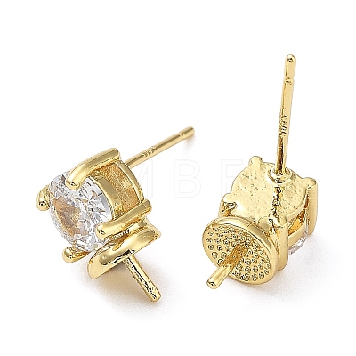 Brass Cubic Zirconia Stud Earring Findings ZIRC-Q204-05G-1