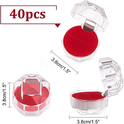 40Pcs Octagon Transparent Plastic Ring Boxes CON-CA0001-020-1