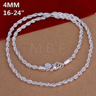 Popular Silver Color Plated Brass Rope Chain Necklaces For Men NJEW-BB12699-20-1