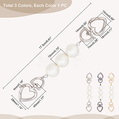   3 Strands 3 Colors ABS Pearl Bag Extender Chains FIND-PH0001-23-1