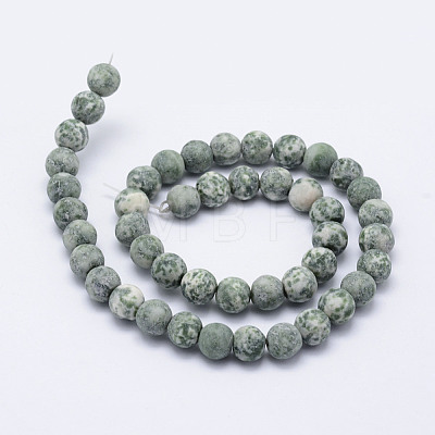 Natural Green Spot Jasper Beads Strands G-F518-26-8mm-1