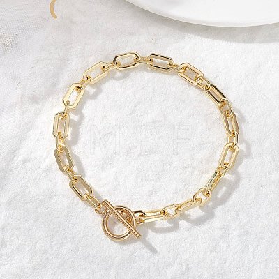 Brass Paperclip Chains Bracelets for Women BJEW-JB14063-1