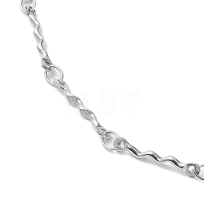 304 Stainless Steel Wave Bar Link Chain Necklaces NJEW-K249-13P-1