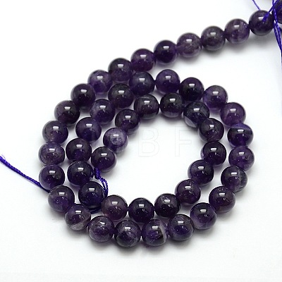 Natural Amethyst Round Bead Strands X-G-L170-8mm-02-1