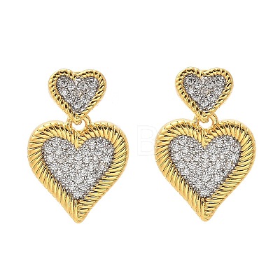 Brass Micro Pave Clear Cubic Zirconia Stud Earrings EJEW-F359-03G-03-1