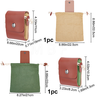Gorgecraft 2Pcs 2 Colors Canvas & PU Leather Fold Storage Tool Bags ABAG-GF0001-13B-1