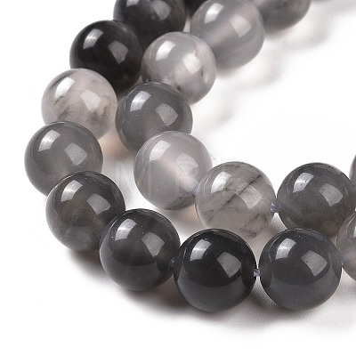 Natural Gemstone Cloudy Quartz Faceted Round Bead Strands G-O021-8mm-03B-1