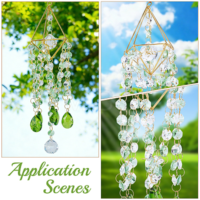 Crystal Glass & Iron Hanging Suncatchers HJEW-SP0001-87-1
